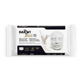DARWI - DA0831000000C - Un Pain de Pâte à Modeler Naturelle - Malléable - séchage à l'air libre - Blanc - 1 KG - Prête à l'emplo