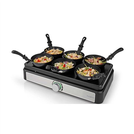 NEDIS Kit wok de fête | barbecue | 6 personnes | spatule | paramètres de température | revêtement antiadhésif | Rectangle