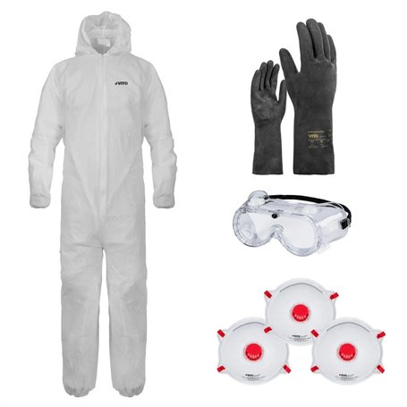 Kit de Protection Phytosanitaire EPI - Combinaison Taille XL + Lunettes et Gants de Protection Chantier Agriculture VITO