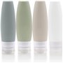 Lot de 4 flacons de voyage étanches en silicone Approuvé par la TSA sans BPA Flacon de rangement souple et réutilisable pour sha