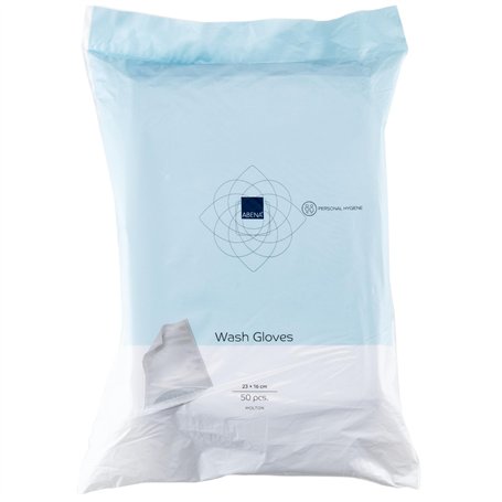 Abena Gants de toilette | Lot de 50 | Gants jetables | Joint ultrasonique | Testé dermatologiquement | Substitut des lingettes p