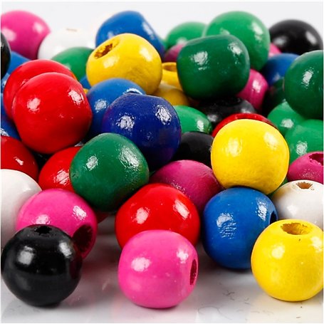 Mélange de perles en bois