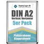 DisplayLager, Qualité danoise - Lot de 5 cadres encliquetables ronds argentés DIN A2 avec profil en aluminium de 25 mm, vitre de