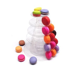 Macaron Tour de Gateau Stand 6 Niveaux Plastique Transparent Présentoir à gâteaux Présentoir à Macarons pour Gâteaux de Célébrat