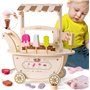 Mamabrum Chariot MAM16 Salon de Glace en Bois sur Roues - Ensemble avec Cônes, Boules Magnétiques, Cuillère, Menu et PièCes 