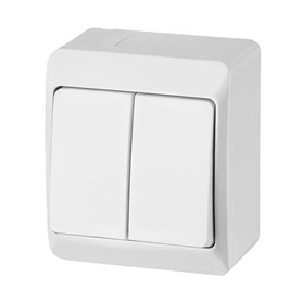 Blanc double plexo 69539: double bouton poussoir de monter en saillie pour pièce humide iP44 avec interrupteur