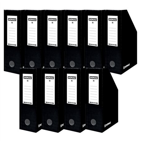 Donau 7648101-01FSC Lot de 10 classeurs verticaux en carton A4 / Lot de 10 / carton laqué - Noir - Jusqu'à 1000 feuilles - Pour