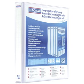 DONAU 2788404PL-09 Classeur de Présentation/Personnalisable pour DIN A4 4RD anneaux 40 mm/Carton Recouvert de PP/Blanc/avec Poch