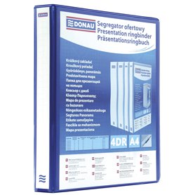 DONAU 2788404PL-10 Classeur de Présentation/Personnalisable pour DIN A4 4RD anneaux 40 mm/Carton Recouvert de PP/Bleu/avec Poche