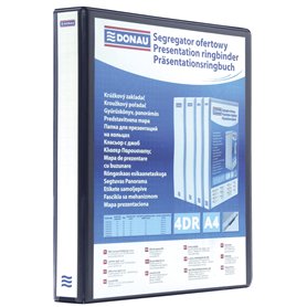 DONAU 2788504PL-01 Classeur de Présentation/Personnalisable pour DIN A4 4RD anneaux 50 mm/Carton Recouvert de PP/Noir/avec Poche