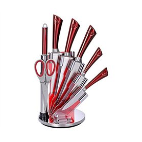Royalty Line RL-KSS 8pcs Ensemble des Couteaux en acier inoxydable avec support rotatif+ ciseaux+aiguisoir à couteaux (KSS804)