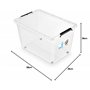 ORPLAST Lot de 6 boîtes à roulettes de 60 l avec couvercle/clips/roues – 58 x 39 x 35 cm – Transparent