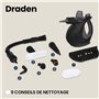 ZEEGMA DRADEN Nettoyeur Vapeur 1000W, Réservoir 350 ml, 9 Embouts Multifonctions, Élimine 99,97% Bactéries et Allergènes, Désinf