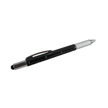 ISO TRADE Stylo à Bille 6 en 1 Stylet Ecran Tactile Stylet à Tête Plate Tournevis Cruciforme Règle Niveau à Bulle Multifonction