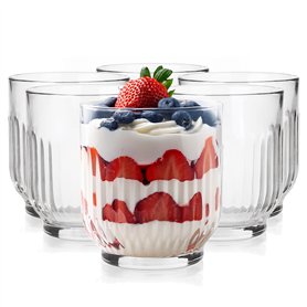 Glasmark KROSNO 1992 Lot De 6 Coupes À Glace En Verre Transparent Coupes À Dessert Cannelées 290 ml