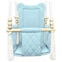 Balançoire pour bébé - Balançoire en bois - Armature en bois et coton - Bleu - Jouet pour enfant - Maison de jardin - Siège bébé