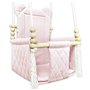 Balançoire pour bébé - Balançoire en bois - Armature en bois et coton - Rose - Jouet pour enfant - Maison de jardin - Siège bébé