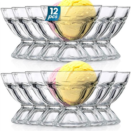 Vilde Lot de 12 tasses à glace à dessert en verre