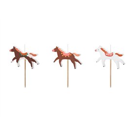PartyDeco - 3 Bougies Anniversaire Cheval Balade 5.8X4CM