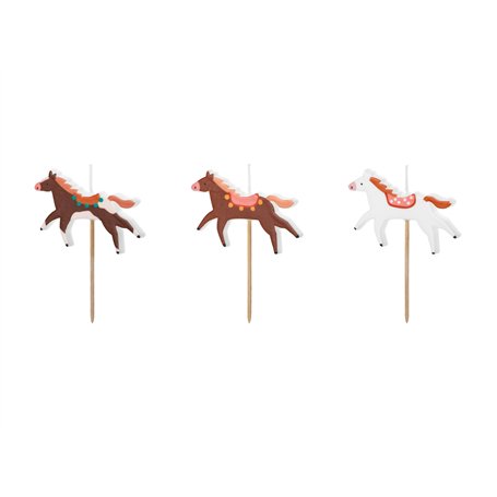 PartyDeco - 3 Bougies Anniversaire Cheval Balade 5.8X4CM