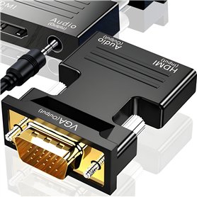 Retoo HDMI vers VGA avec Adaptateur Audio câble convertisseur HDMI vers VGA 1080P 60 Hz Convertisseur mâle à Femelle de PC Ancie