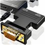 Retoo HDMI vers VGA avec Adaptateur Audio câble convertisseur HDMI vers VGA 1080P 60 Hz Convertisseur mâle à Femelle de PC Ancie
