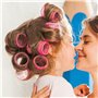 Retoo 10 Pièces Gros Bigoudis Cheveux 25-45 mm Rose Avec Plastique Pince Bec Canard - Pour Cheveux Longs, Convient Aux Femmes Av