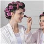 Retoo 10 Pièces Gros Bigoudis Cheveux 25-45 mm Rose Avec Plastique Pince Bec Canard - Pour Cheveux Longs, Convient Aux Femmes Av