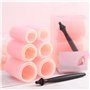 Retoo 10 Pièces Gros Bigoudis Cheveux 25-45 mm Rose Avec Plastique Pince Bec Canard - Pour Cheveux Longs, Convient Aux Femmes Av