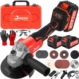DELPHI Tools Meuleuse d'angle sans fil 1200 W 21 V 125 mm 2 batteries Moteur sans balais M10 Akkuflex – Filetage de broche pour