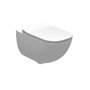 VBChome Cuvette Suspendue WC Suspendu Blanc Sans Rebord en Céramique avec Couvercle de Toilette en Thermodurcissable