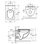 VBChome Cuvette Suspendue WC Suspendu Blanc Sans Rebord en Céramique avec Couvercle de Toilette en Thermodurcissable, Abaissemen