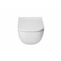 VBChome Cuvette Suspendue WC Suspendu Blanc Sans Rebord en Céramique avec Couvercle de Toilette en Thermodurcissable, Abaissemen
