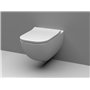 VBChome Cuvette Suspendue WC Suspendu Blanc Sans Rebord en Céramique avec Couvercle de Toilette en Thermodurcissable, Abaissemen