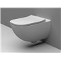 VBChome Cuvette Suspendue WC Suspendu Blanc Sans Rebord en Céramique avec Couvercle de Toilette en Thermodurcissable, Abaissemen