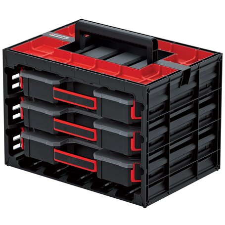 Kistenberg Mallette à outils avec 3 boîtes de rangement avec séparateurs - Boîte de rangement pour petites pièces - Poignée conf
