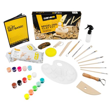 DIBYS Kit de poterie pour enfant et adulte | Set de poterie avec outils de modelage