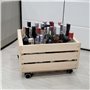 weeco Caisse en bois avec roues pour disques vinyle. Caisse en bois ajourée sur roues pivotantes pour livres, documents, bouteil