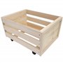 weeco Caisse en bois avec roues pour disques vinyle. Caisse en bois ajourée sur roues pivotantes pour livres, documents, bouteil