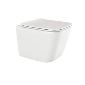 VBChome WC suspendu sans bord en céramique avec couvercle de toilette