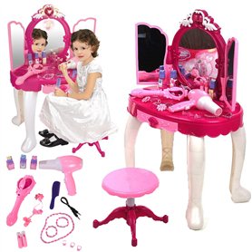 MalPlay Coiffeuse avec Tabouret | Effets Lumineux et sonores | Kit de Jeu avec Miroir cosmétique pour Les Enfants à partir de 3