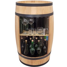 WEECO Tonneau Bar en Bois Massif et métal au Look à la Fois rétro Vin Rack Et Boissons Armoire - Casier à vin en Bois - Minibar