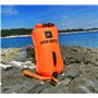 OPENWATER Bouée de natation gonflable XL - grande bouée de sécurité avec une poche pour les choses 28L orange