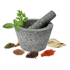 Browin 312013 Mortier et Pilon en Granit pour la Cuisine Ø 13 cm | Mortier Élégant et Simple pour le Meulage| Granit