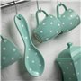 City to Cottage | Repose cuillère | bleu turquoise à pois blancs en céramique fait et peint à la main