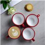 City to Cottage | Tasse et sous tasse à café, à thé | rouge à pois blancs en céramique faite et peinte à la main | 250ml