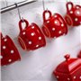 City to Cottage | Tasse et sous tasse à café, à thé | rouge à pois blancs en céramique faite et peinte à la main | 250ml
