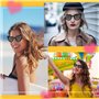 Lot de 8 paires de lunettes de soleil rétro en forme de cœur - Noires - En forme de cœur - Style hippie des années 90 - Avec pro