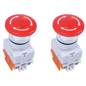 Xiniy 2X Rouge Champignon Bouchon 1No 1Nc Arret D'Urgence Commutateur de Bouton Poussoir Ac 660V 10A