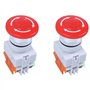 Xiniy 2X Rouge Champignon Bouchon 1No 1Nc Arret D'Urgence Commutateur de Bouton Poussoir Ac 660V 10A